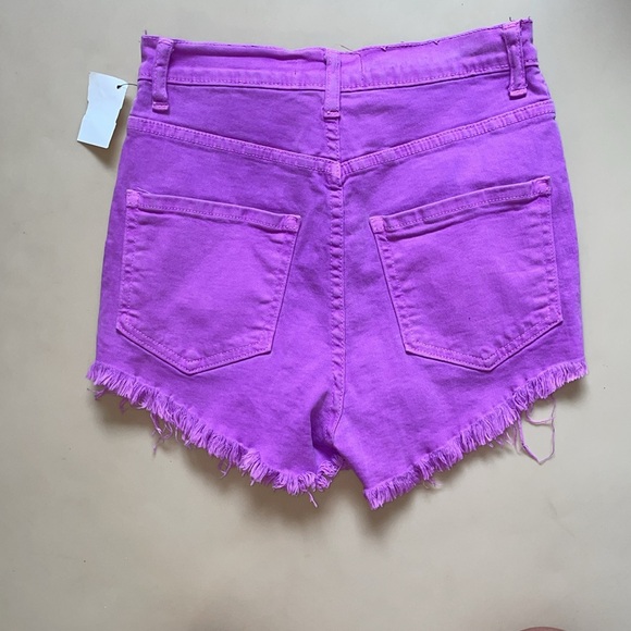 Bright Purple High Rise Denim Shorts - Picture 4 of 4